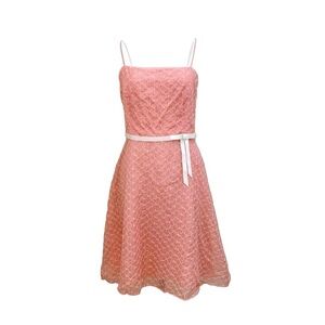 Laundry by Shelli Segal peach, silk A-line floral lace, Fit & Flair Dress Medium